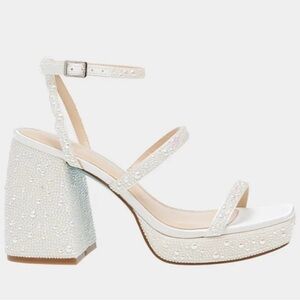 Betsey Johnson Denni White Pearl Platform Sandals